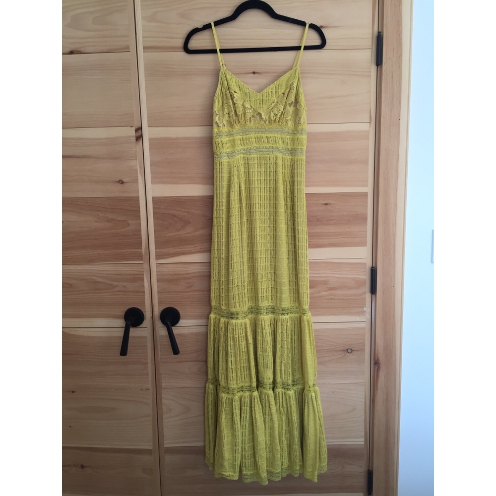 Tracy Reese mustard yellow lace Maxi dress